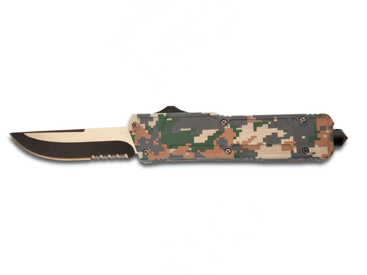 Navaja rompeventanas automática, hoja camuflaje de 9 cm