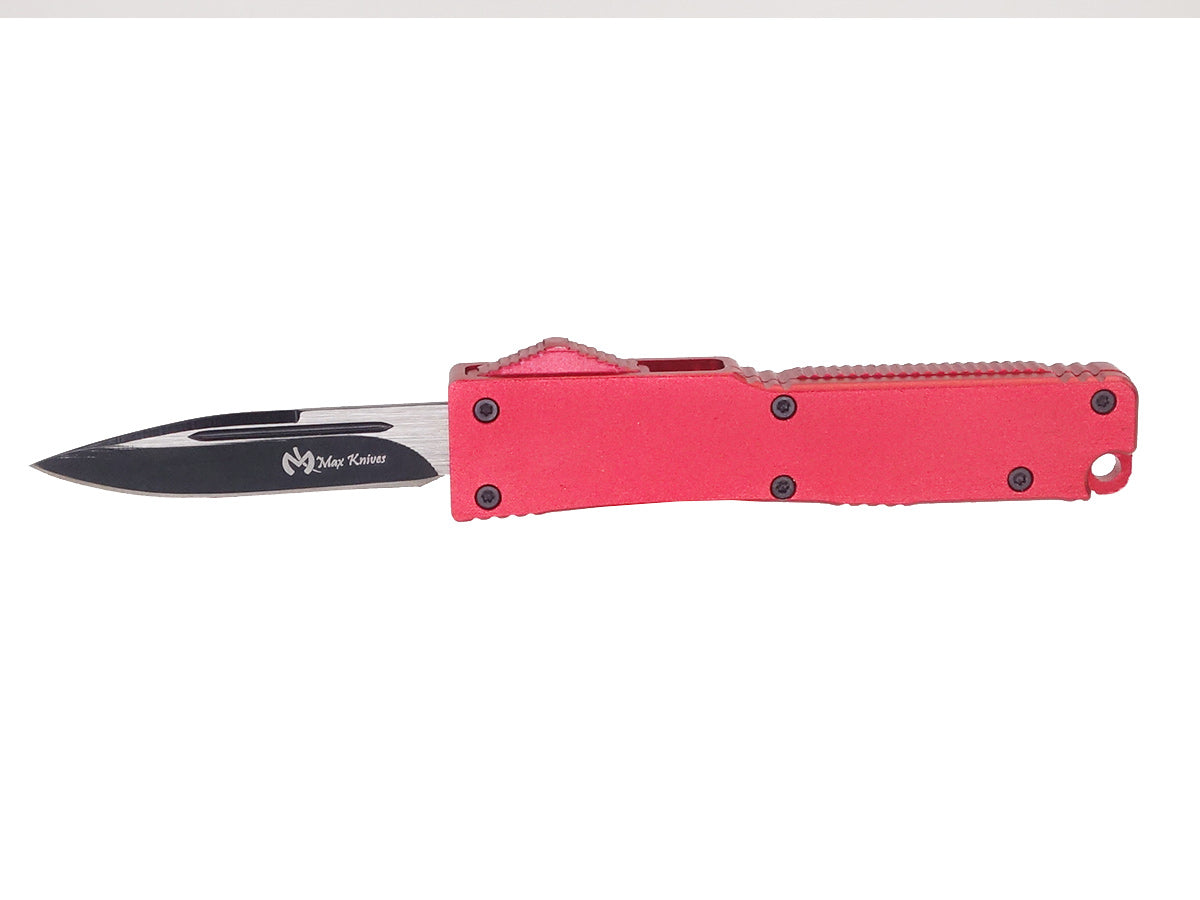 Mini cuchillo automático de 8 cm, hoja roja de 5 cm