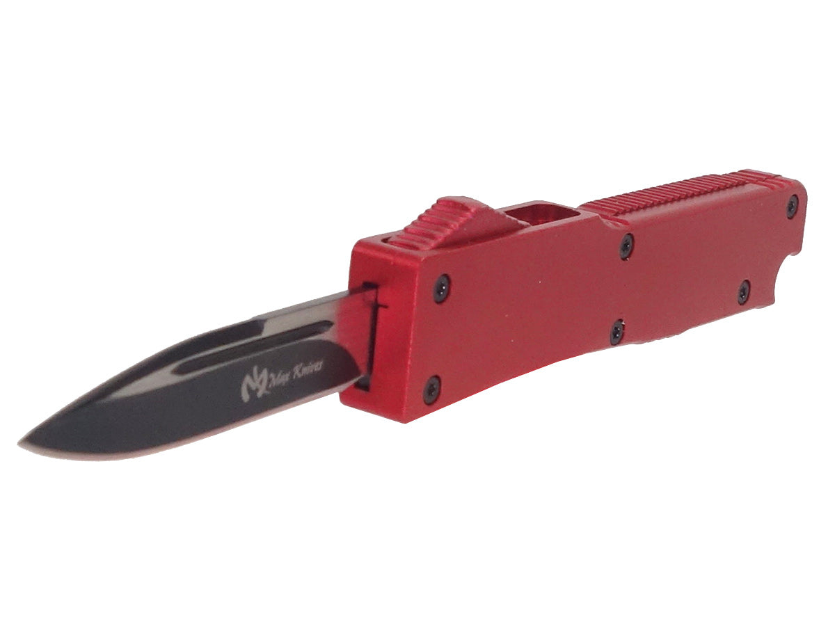 Mini cuchillo automático de 8 cm, hoja roja de 5 cm