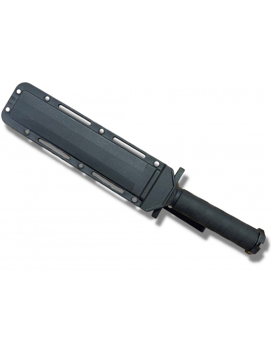Cuchillo de supervivencia de 21 cm con protector de mano ABS negro