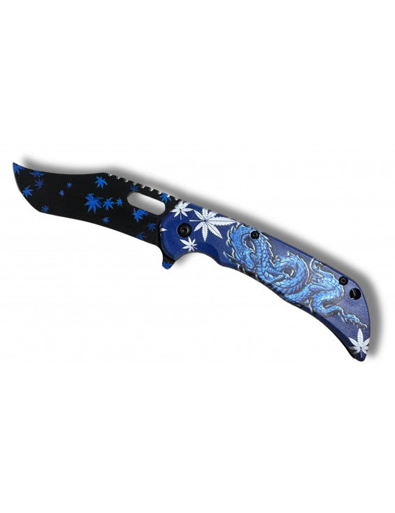 Cuchillo de follaje de dragón azul, hoja de 9 cm - clip para cinturón