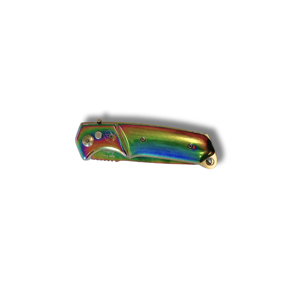 Navaja automática de metal anodizado, hoja de 9cm.