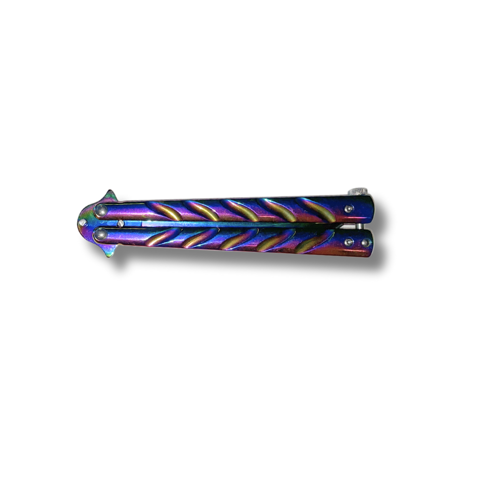 Navaja mariposa anodizada de 10 cm de hoja.