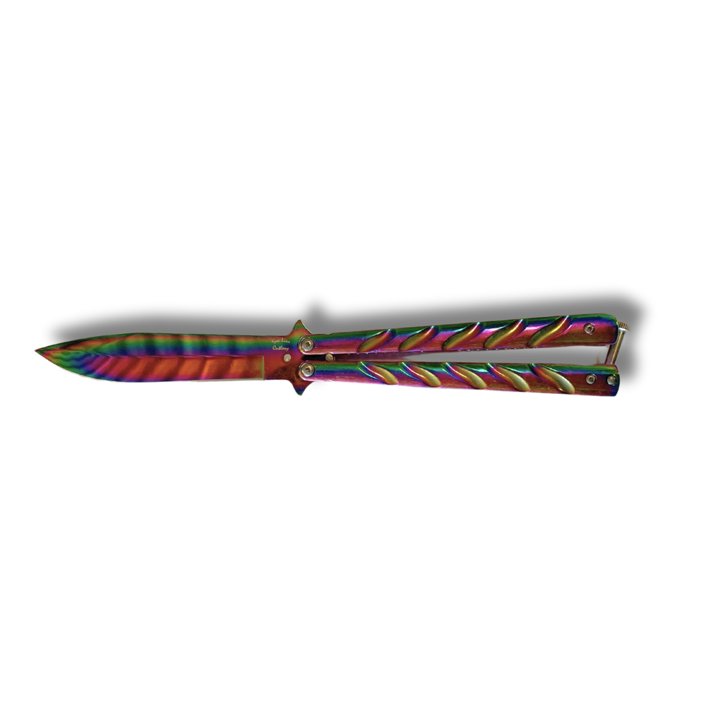 Navaja mariposa anodizada de 10 cm de hoja.