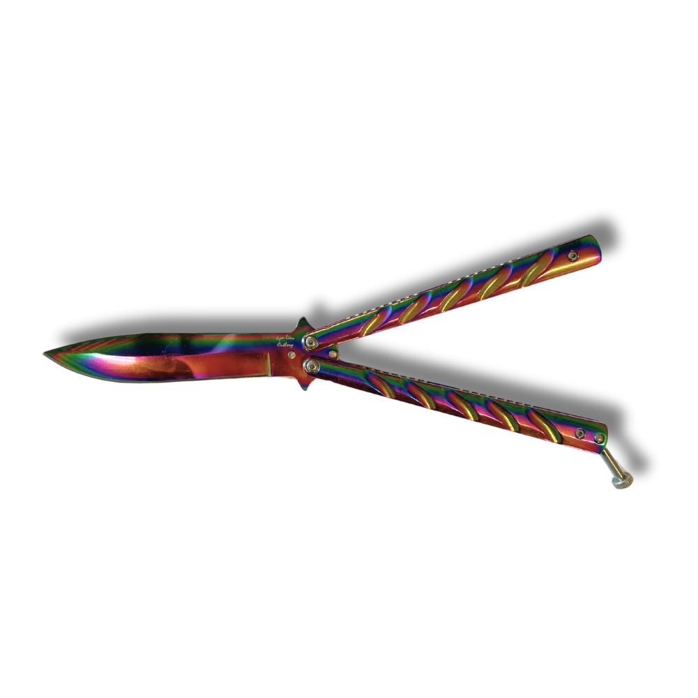 Navaja mariposa anodizada de 10 cm de hoja.