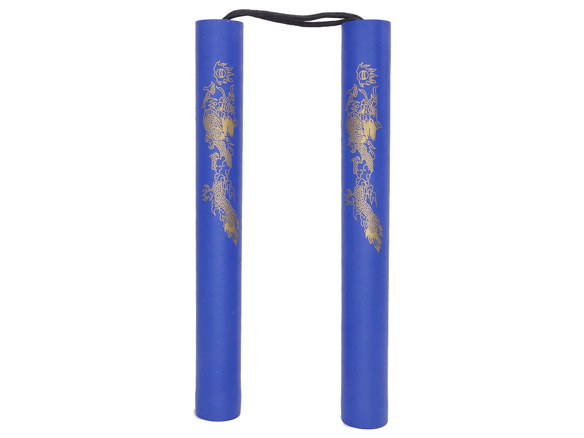 Nunchaku de espuma azul de 29 cm de diámetro y 3,1 cm de cuerda de 13 cm.