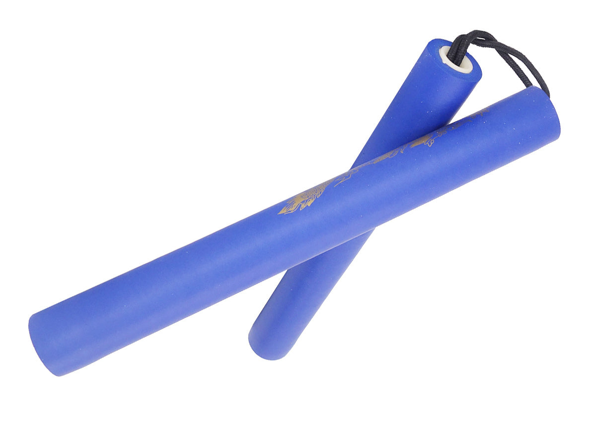 Nunchaku de espuma azul de 29 cm de diámetro y 3,1 cm de cuerda de 13 cm.