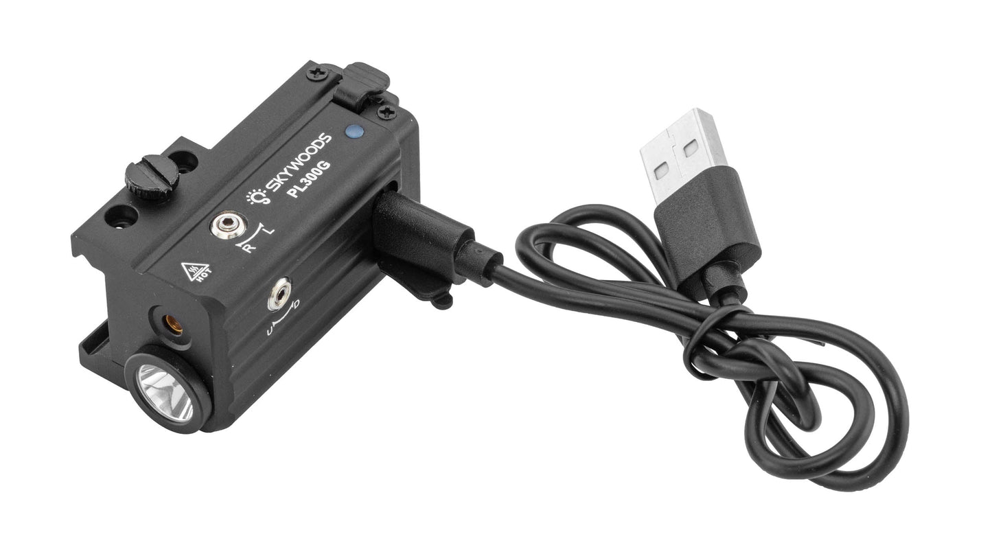 Linterna táctica Skywoods de 300 lúmenes con láser verde IP66 y USB
