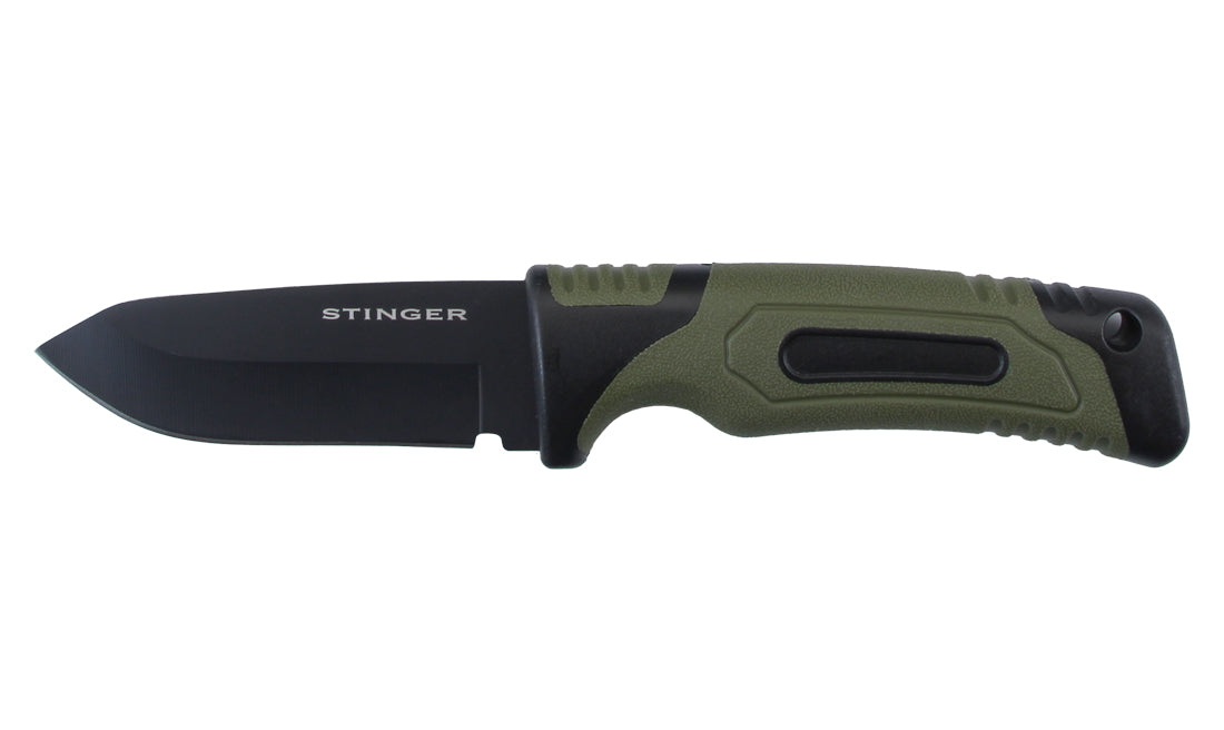 Cuchillo de hoja fija Stinger Mistral ST1 de 8 cm con funda