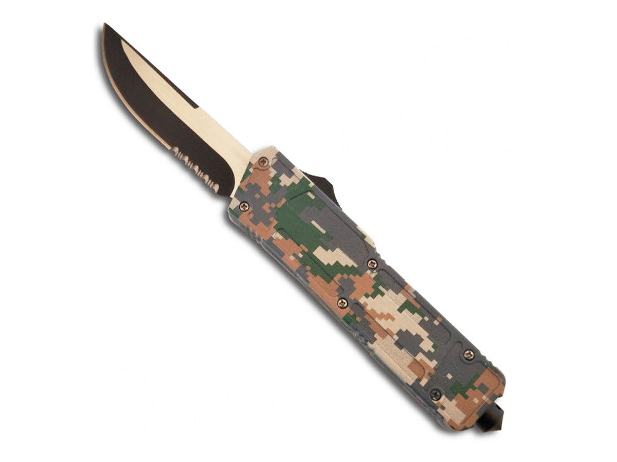 Navaja rompeventanas automática, hoja camuflaje de 9 cm