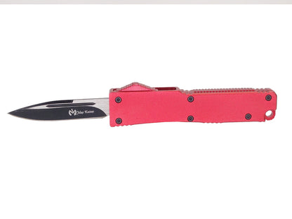 Mini cuchillo automático de 8 cm, hoja roja de 5 cm