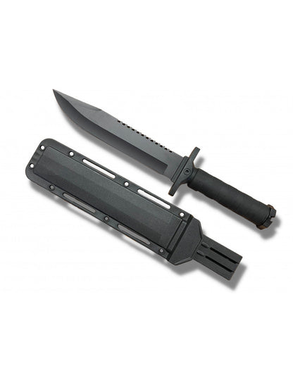 Cuchillo de supervivencia de 21 cm con protector de mano ABS negro