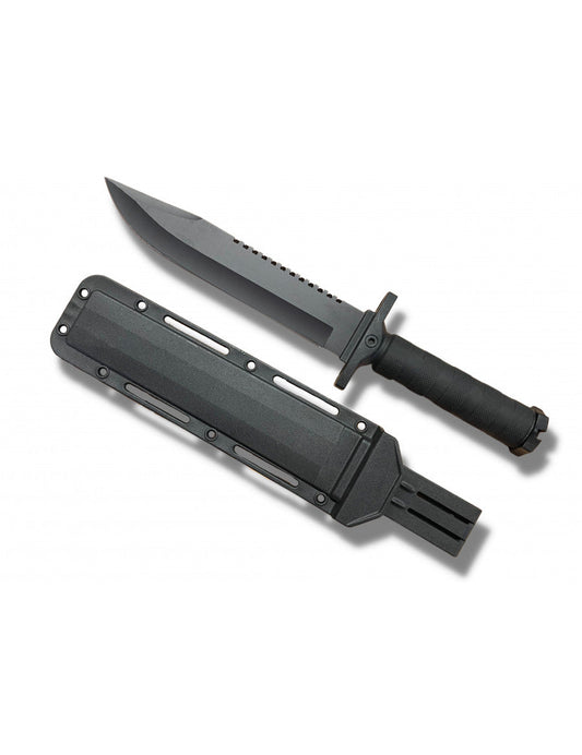 Cuchillo de supervivencia de 21 cm con protector de mano ABS negro