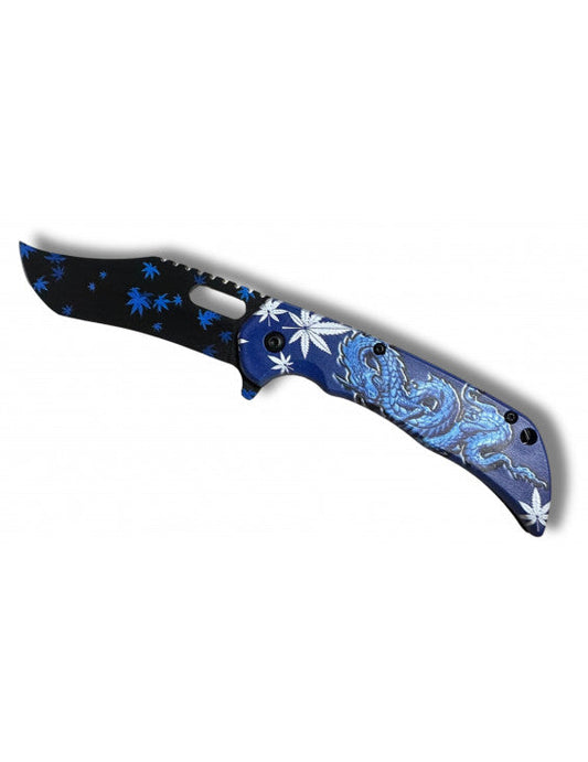 Cuchillo de follaje de dragón azul, hoja de 9 cm - clip para cinturón