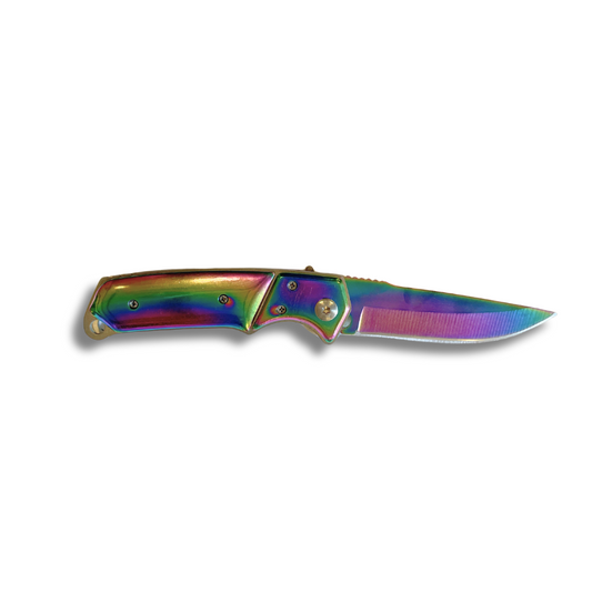 Navaja automática de metal anodizado, hoja de 9cm.