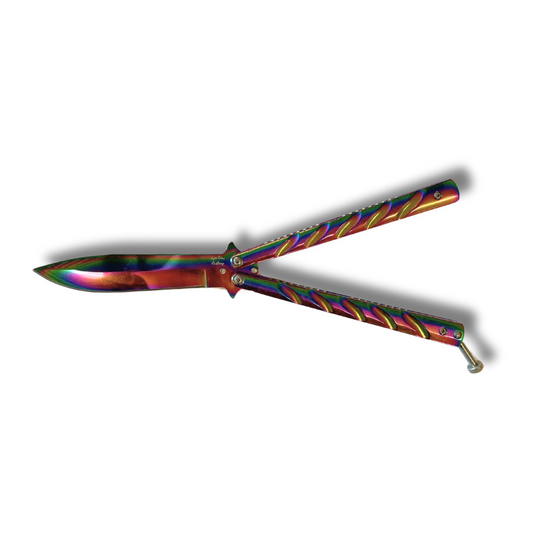 Navaja mariposa anodizada de 10 cm de hoja.