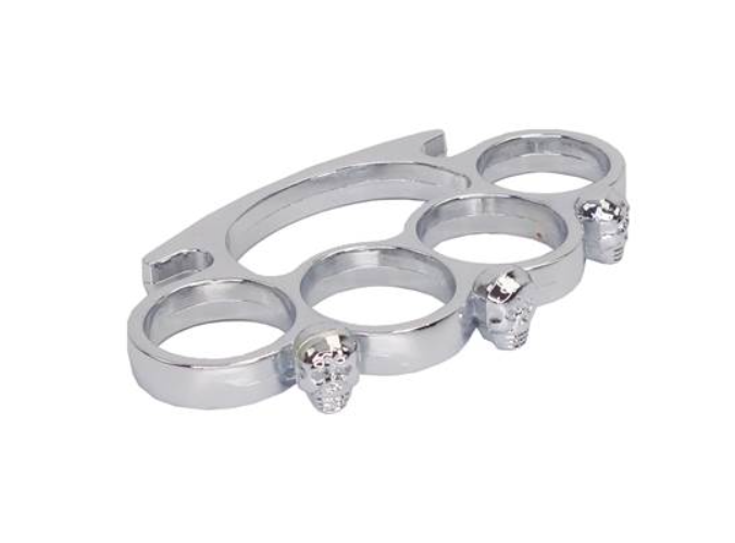 Poing américain Métal 3 Crânes Chromé