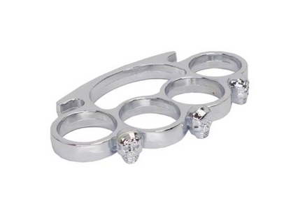 Poing américain Métal 3 Crânes Chromé