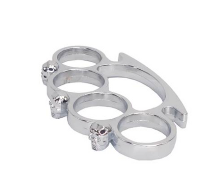 Poing américain Métal 3 Crânes Chromé
