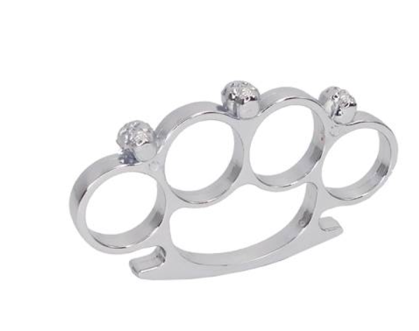 Poing américain Métal 3 Crânes Chromé