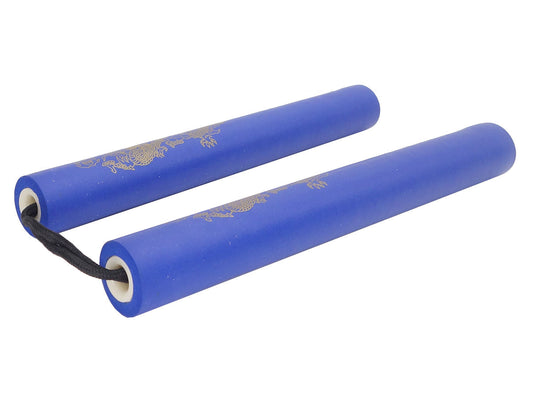 Nunchaku de espuma azul de 29 cm de diámetro y 3,1 cm de cuerda de 13 cm.