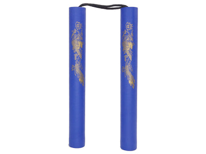 Nunchaku de espuma azul de 29 cm de diámetro y 3,1 cm de cuerda de 13 cm.
