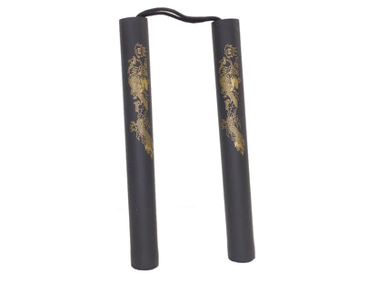 Nunchaku de espuma negra de 29 cm de diámetro y 3,1 cm de cuerda de 13 cm.