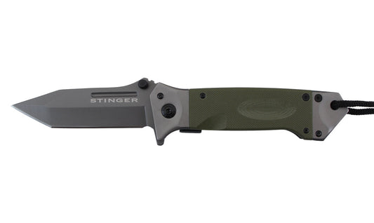Navaja plegable Stinger Bora ST1 de 8,8 cm con cordón y clip
