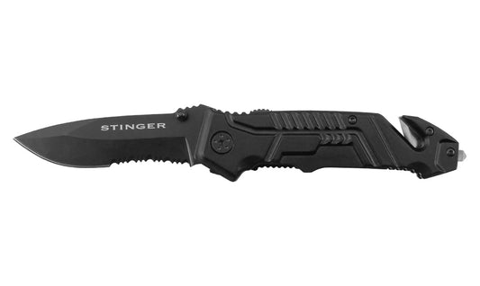 Navaja plegable Stinger Bora ST4 de 8,7 cm con hoja de corte, clip para cinturón y freno