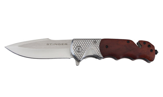 Cuchillo de hoja fija Stinger Mistral ST2 de 10,7 cm con funda